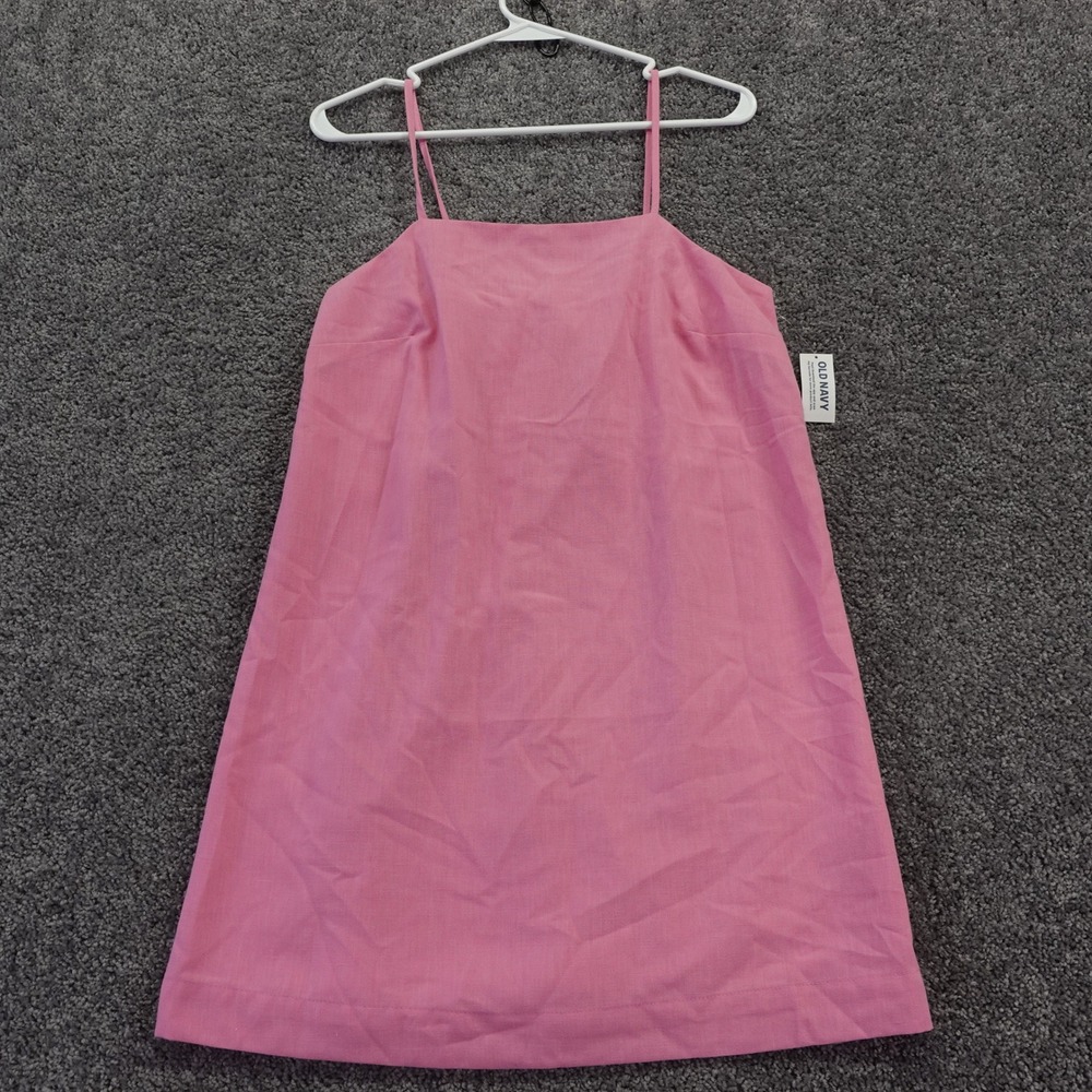 Old Navy Mini Cami Dress Womens Extra Small Pink Linen Blend Tie Back Sleeveless